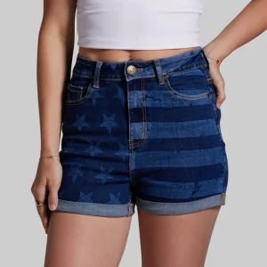 Alternative view of FLEX Stretchy Mom Jean Short (Dark Americana)